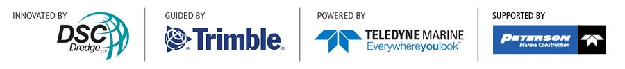 DSC Dredge, Trimble, Teledyne, and Peterson logos